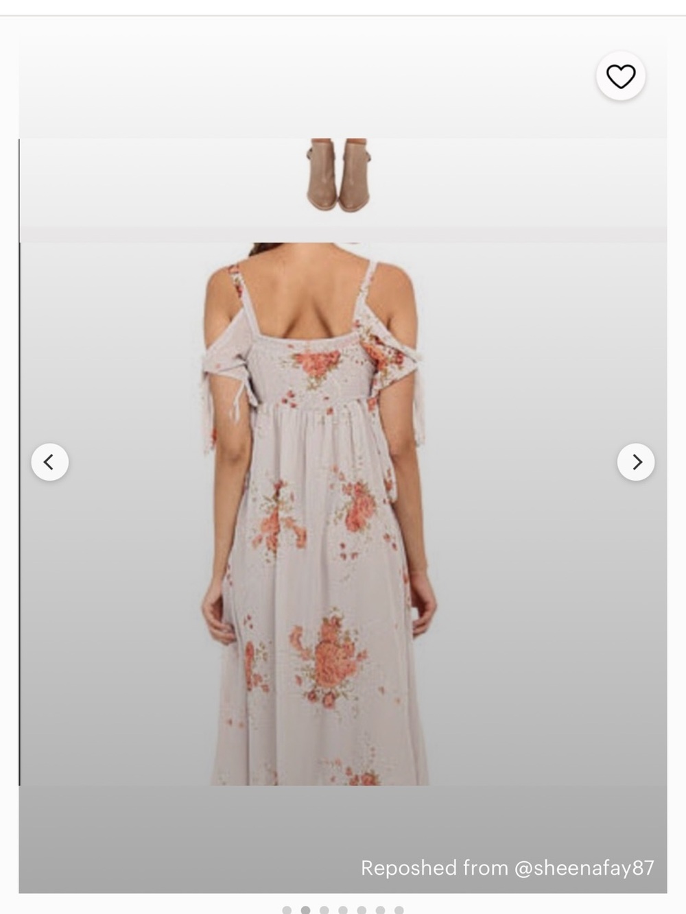 Free People - Floral Cold-Shoulder Maxi Dress in Light Cream & Coral - Picture 4 of 4